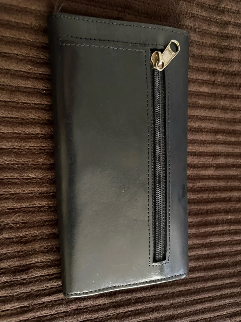 Vintage Ladies Coach Black Leather Envelope Wallet - Classic Minimalist